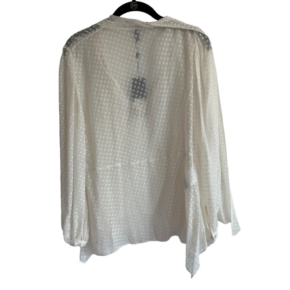 NWT BCBGMaxAzria Sheer Kelleigh Tie Neck Blouse, Size XS - Picture 5 of 7